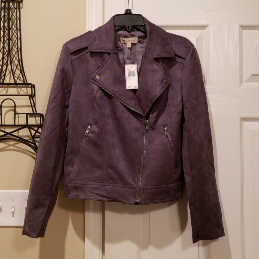 NWT Philosophy suede moto jacket